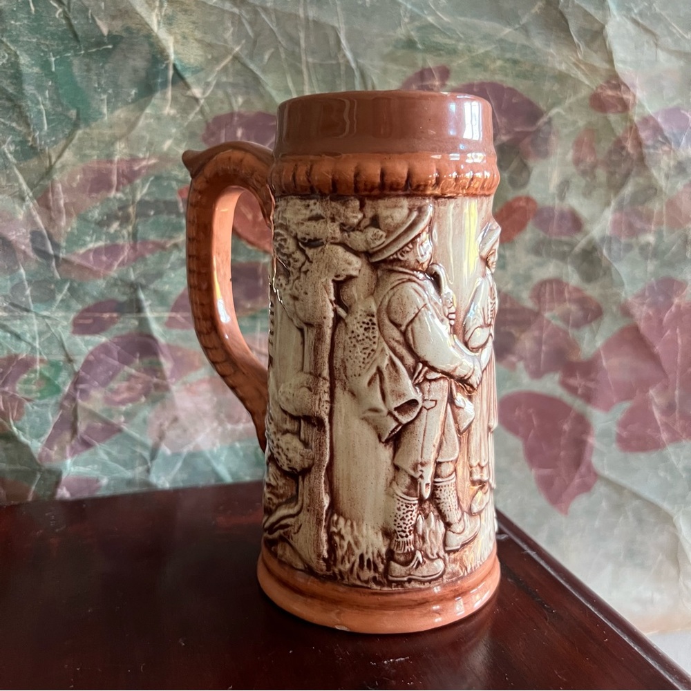 Vintage Ceramic Farm Scene Beer Stein